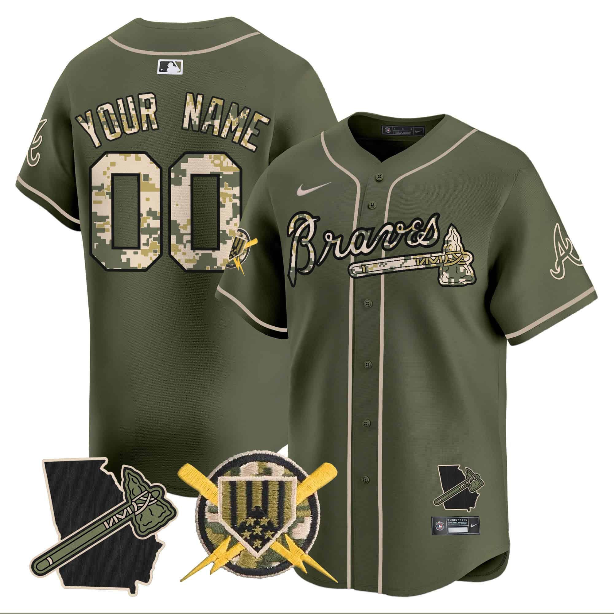 Men Atlanta Braves Green Nike 2024 Armed Forces Day Vapor Premier Limited Custom MLB Jersey->customized mlb jersey->Custom Jersey